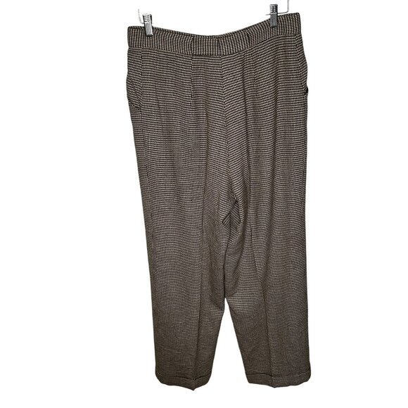 Vintage Women's Pants Size 12 Tweed Houndstooth 100% Wool Lined Brown Cuff Leg - Picture 5 of 10